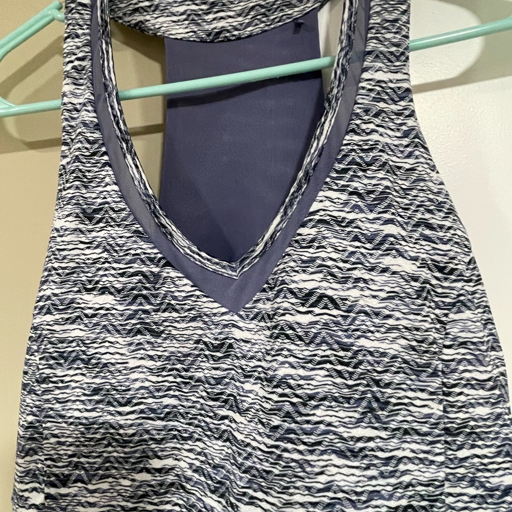 Navy and White Textured Tank dress with pockets